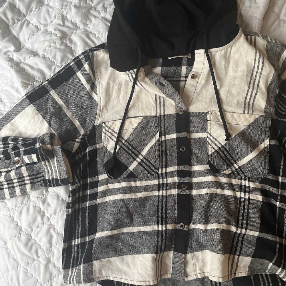 Plaid hoodie top